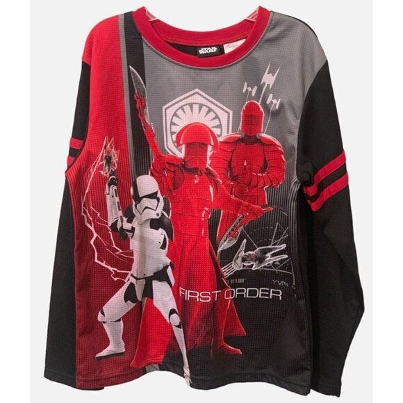 Star Wars Boys Pajama Shirt Top Size 10/12 First Order Darth Vader Red Black - Picture 2 of 10